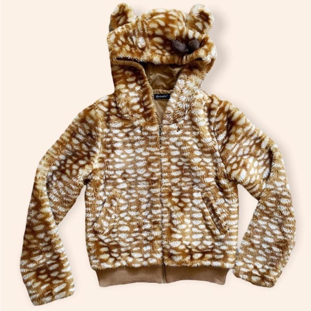 Deer pattern coat//jacket with ears!!!